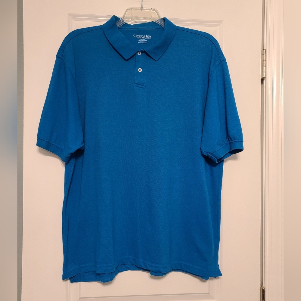 Men's Sz 2X-Large Carolina Bay Short Sleeve Polo Shirt, Blue